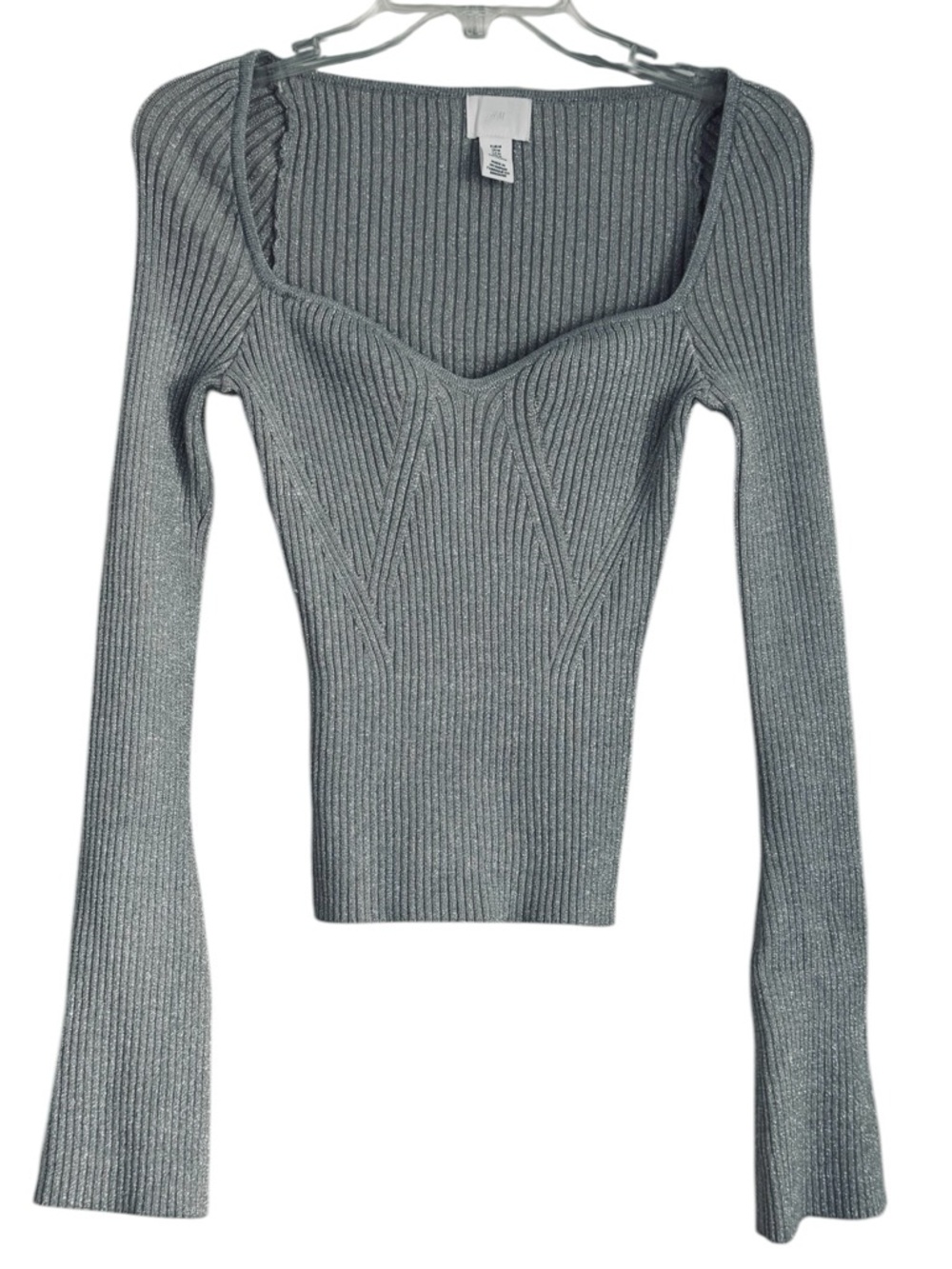 H&M Silver Ribbed Metallic Knit Top - Picture 2 of 8
